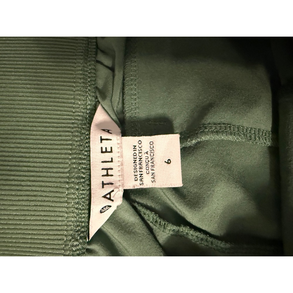 Athleta Green Athleisure Jogger Ankle Pants Women's Brooklyn Sz 6 Ribbed Sides - Picture 9 of 14